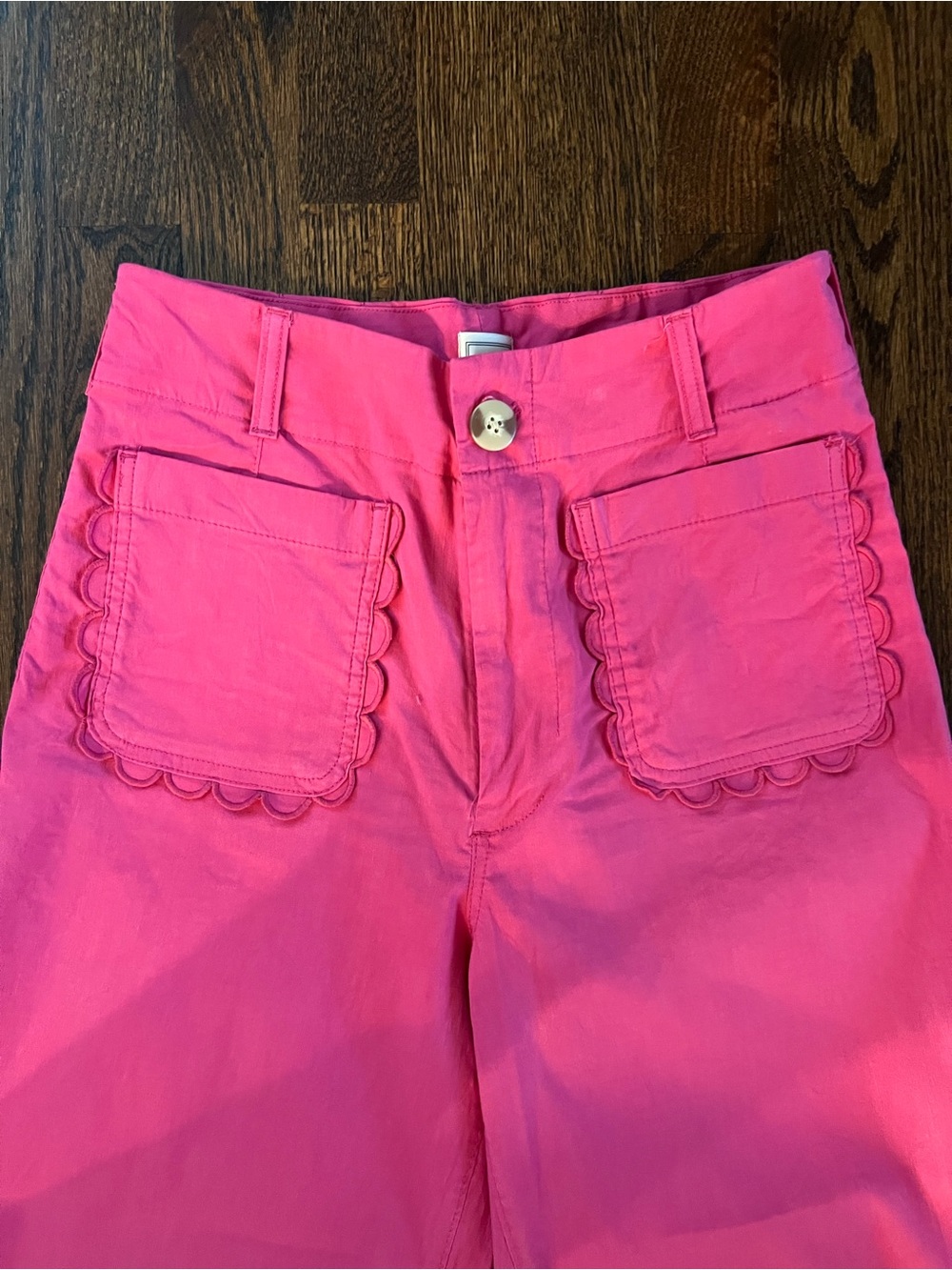 Anthropologie Hot Pink Scalloped Pocket Cropped Pants